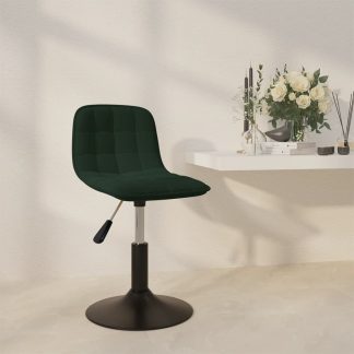 Drejelig spisebordsstol fløjl mørkegrøn