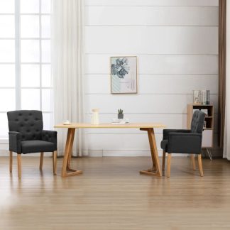 Spisebordsstol med armlæn stof grå