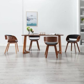 Spisebordsstole 4 stk. bøjet træ og stof grå