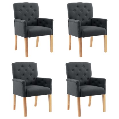 Spisebordsstole med armlæn 4 stk. stof grå