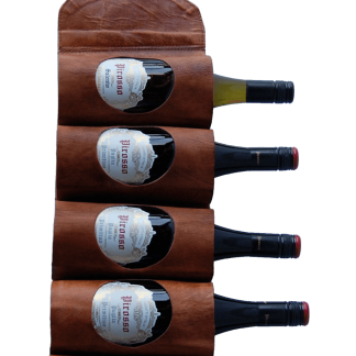 TRADEMARK LIVING vin- eller magasinholder - ægte brunt læder, m. 5 huller