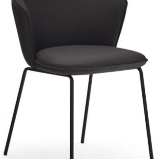 2 x Add spisebordsstole i metal og PU-læder H77 cm - Sort/Sort
