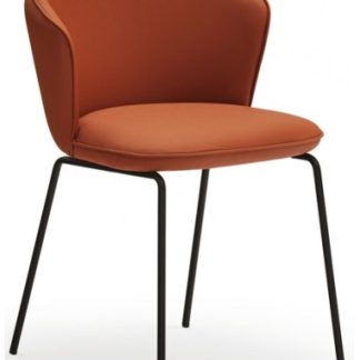 2 x Add spisebordsstole i metal og PU-læder H77 cm - Sort/Terracotta