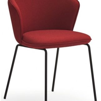 2 x Add spisebordsstole i metal og polyester H77 cm - Sort/Orangerød