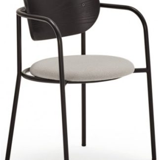 2 x Eclipse spisebordsstole med armlæn i metal og mdf finér H78 cm - Sort/Sort