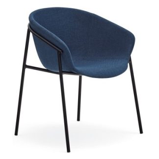 2 x Hug spisebordsstole i metal og polyester H79 cm - Sort/Mørkeblå