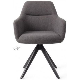 2 x Kinko Rotérbare Spisebordsstole H84 cm polyester - Sort/Mørkegrå