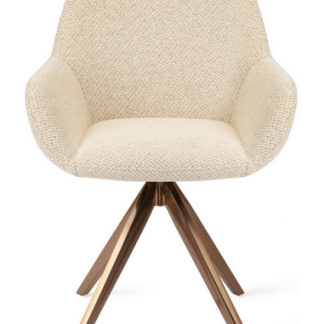 2 x Kushi rotérbare spisebordsstole H84 cm polyester - Rødguld/Meleret korngul