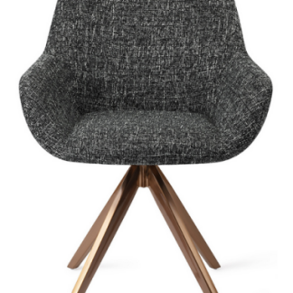 2 x Kushi rotérbare spisebordsstole H84 cm polyester - Rødguld/Meleret sort
