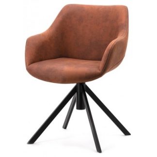 2 x Menno spisebordsstole i polyester H80 cm - Cognac