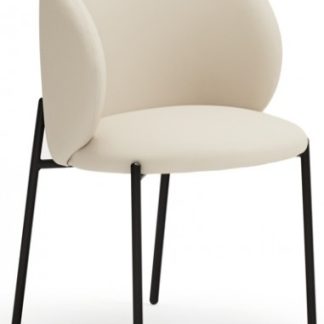 2 x Mogi spisebordsstole i metal og PU-læder H80 cm - Sort/Linned