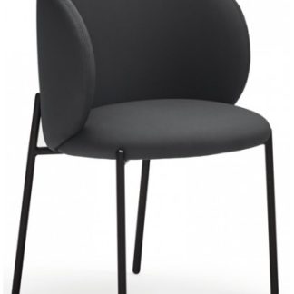 2 x Mogi spisebordsstole i metal og PU-læder H80 cm - Sort/Sort