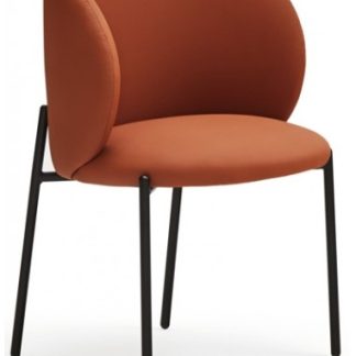 2 x Mogi spisebordsstole i metal og PU-læder H80 cm - Sort/Terracotta