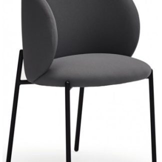 2 x Mogi spisebordsstole i metal og genanvendt polyester H80 cm - Sort/Mørkegrå