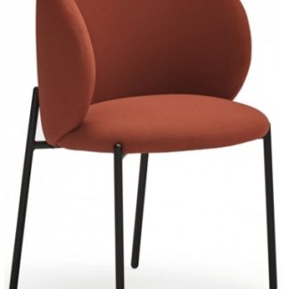 2 x Mogi spisebordsstole i metal og genanvendt polyester H80 cm - Sort/Murstensrød