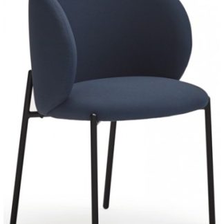 2 x Mogi spisebordsstole i metal og genanvendt polyester H80 cm - Sort/Navyblå