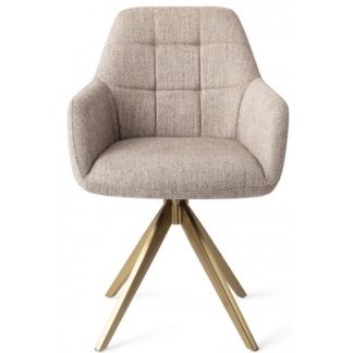 2 x Noto Rotérbare Spisebordsstole H86 cm polyester - Guld/Sandgrå