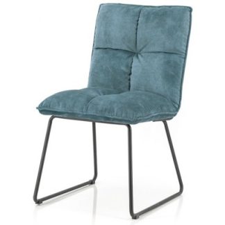 2 x Spisebordsstole i polyester og metal H89 x B49 x D60 cm - Blå