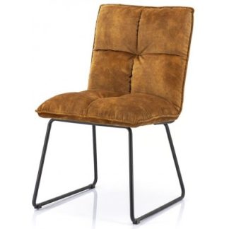 2 x Spisebordsstole i polyester og metal H89 x B49 x D60 cm - Okker