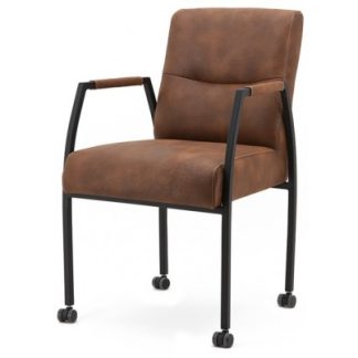 2 x Spisebordsstole i tekstil og metal H89 x B54 x D66 cm - Cognac
