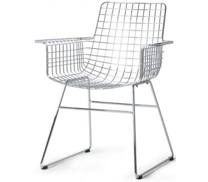 2 x Spisebordsstole med armlæn i metal H86 cm - Krom