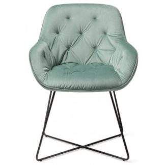 2 x Tara Spisebordsstole H84 cm velour - Sort/Jadegrøn
