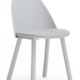 2 x Uma spisebordsstole i askfinér og polyester H81 cm - Lysegrå