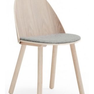 2 x Uma spisebordsstole i askfinér og polyester H81 cm - Natur/Grå