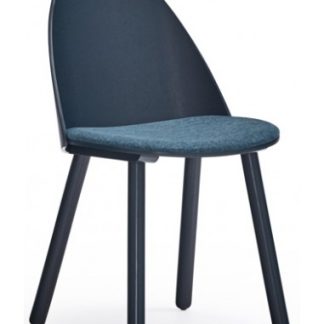 2 x Uma spisebordsstole i askfinér og polyester H81 cm - Navyblå