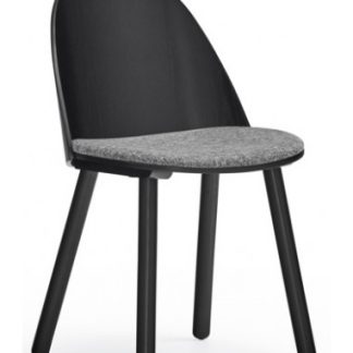 2 x Uma spisebordsstole i askfinér og polyester H81 cm - Sort/Grå