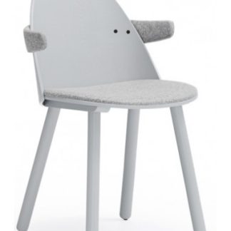 2 x Uma spisebordsstole med armlæn i askfinér og polyester H81 cm - Lysegrå