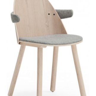 2 x Uma spisebordsstole med armlæn i askfinér og polyester H81 cm - Natur/Grå