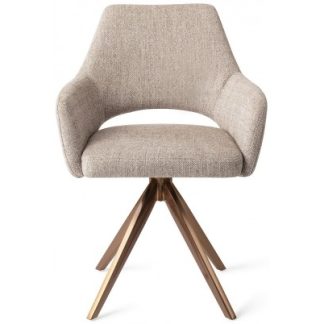 2 x Yanai Rotérbare Spisebordsstole H86 cm polyester - Rødguld/Sandgrå