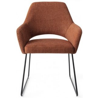 2 x Yanai Spisebordsstole H83,5 cm polyester - Sort/Terracotta