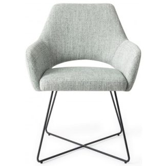 2 x Yanai Spisebordsstole H85 cm polyester - Sort/Sage grøn