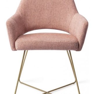 2 x Yanai Spisebordsstole H86 cm polyester - Guld/Pink