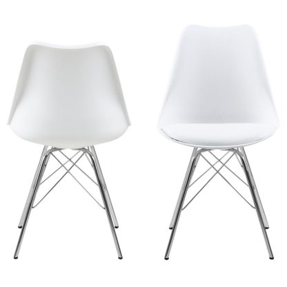 ACT NORDIC Eris spisebordsstol - hvid plastik, hvid PU og krom metal