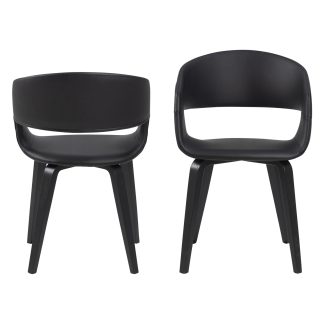 ACT NORDIC NOVA 60 spisebordsstol m. armlæn - sort kunstlæder og poppel/egetræ finer