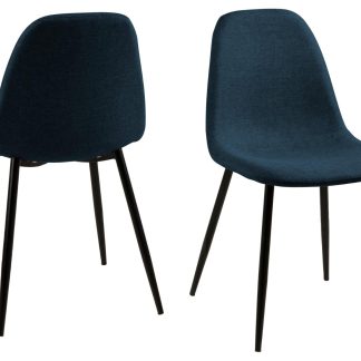 ACT NORDIC Wilma spisebordsstol - mørkeblå polyester og sort metal
