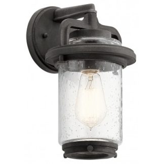 Andover Væglampe i stål og glas H29,2 cm 1 x E27 - Aldret zink/Klar med dråbeeffekt