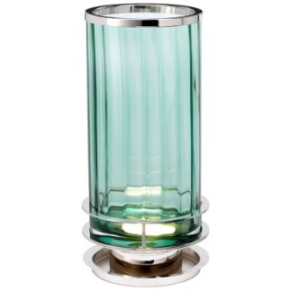 Arno Bordlampe i glas og stål H35,4 cm 1 x GX53 - Poleret nikkel/Grøn