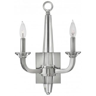 Ascher Væglampe i stål og glas H45 cm 2 x E14 - Poleret nikkel/Klar