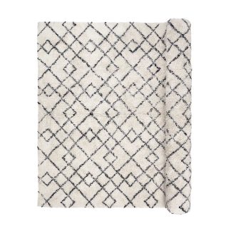 BROSTE COPENHAGEN Janson gulvtæppe - creme/sort bomuld, rektangulær (300x200)