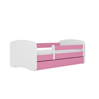 Babydreams juniorseng, m. madras, sengehest, skuffe - hvid og lyserød laminat (180x80)