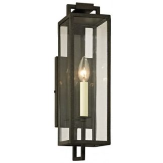 Beckham Væglampe i jern og glas H41,9 cm 1 x E14 - Antik sort/Klar