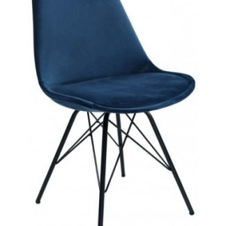 Bucket spisebordsstol i metal og velour H85 cm - Sort/Mørkeblå
