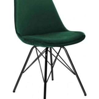 Bucket spisebordsstol i metal og velour H85 cm - Sort/Mørkegrøn