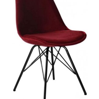 Bucket spisebordsstol i metal og velour H85 cm - Sort/Mørkerød