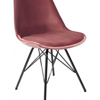Bucket spisebordsstol i metal og velour H85 cm - Sort/Rosa