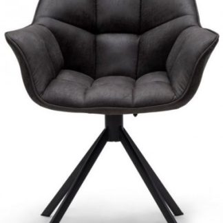 Carnaby rotérbar spisebordsstol i pellini læder og metal H82 cm - Sort/Espresso